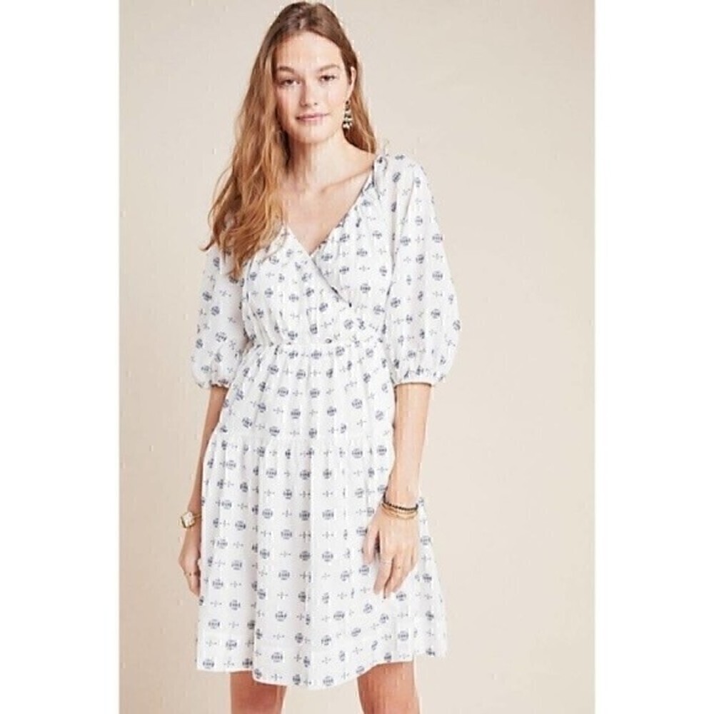 Anthropologie Embroidered White Dress